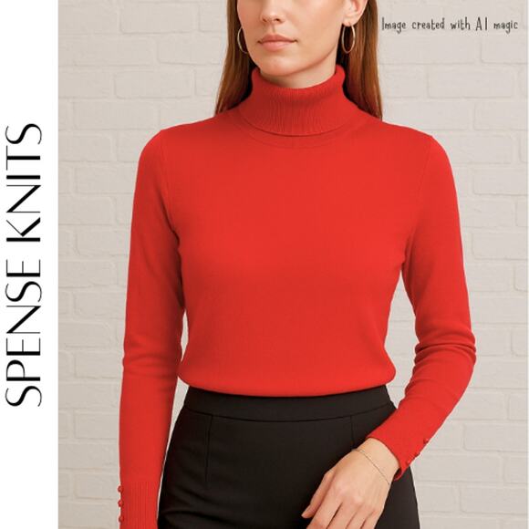 SPENSE KNITS Red Turtleneck Sweater, XL, NWT! - Picture 1 of 9